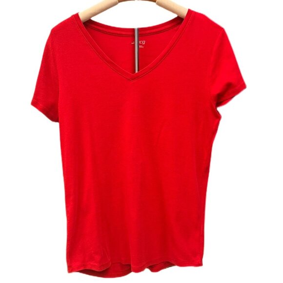 BCG Red Basics Classic T-shirt Tee V-neck Top Stretch Comfortable Soft Large - Picture 1 of 8